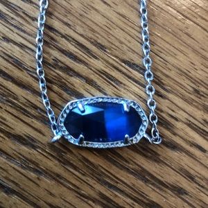 Elisa Silver pendant Necklace in Cobalt Cats Eye